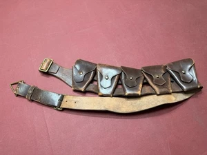 Vintage Pre-WWI British Original P1903 Brown Leather 5 Pocket Ammo Bandolier - Bild 1 von 15