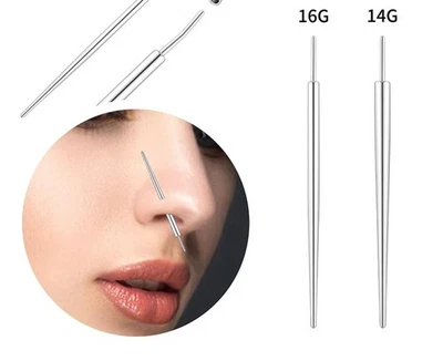 Титановая безрезьбовая вставная штифт для лабретов самопрокалывающаяся коническая направляющая игла 14/16 г - Изображение 1 из 4