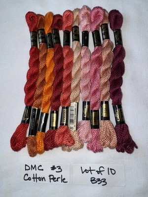 Lot of 10 DMC Cotton Perle #3 Pearl ASSORTED Embroidery Floss 15m/16.4y/5g B33 - Image 1 of 3
