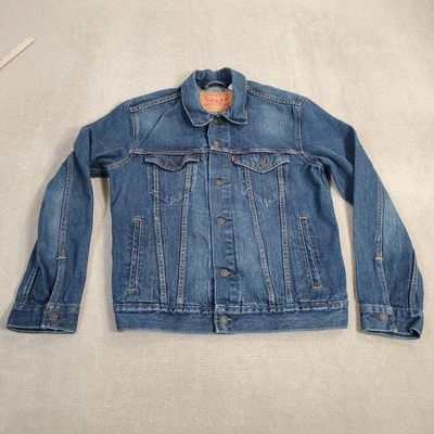 Chaqueta Levis Denim Para Hombre Pequeña Azul Jean Cuello Abotonado Exterior Oscuro 72334 Foto 1 de 4