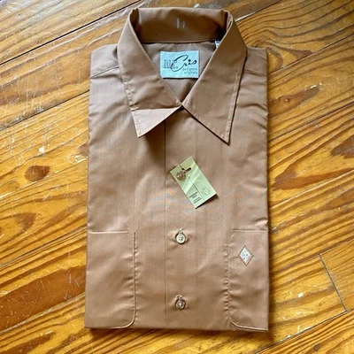 Camisa De Colección Años 70 Mr Cris Para Hombre Marrón Informal Abotonada Talla 15/M Foto 1 de 4