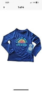 NWT LIFE IS GOOD UPF 50 Long sleeve Sun Shirt Rash guard KIDS Med - Picture 1 of 6