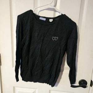 Acrobat Damen Seide Schwarz Kaschmir Pullover Pulli Gr. M Strass Doppelhörig - Bild 1 von 7