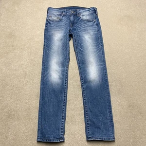 True Religion Jeans 29x30 Herren blau leicht Zip-Fly Hufeisen Buddha - Bild 1 von 14