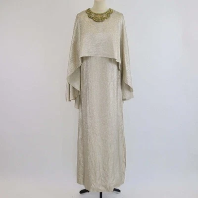 Oscar de la Renta Metallic Gold Crystals Embellshed Maxi Dress - Image 1 of 3