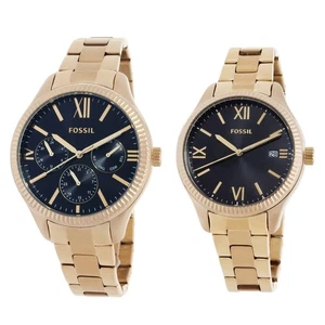 Juego de reloj de cuarzo con esfera negra Fossil His and Hers BQ2829SET - Imagen 1 de 3