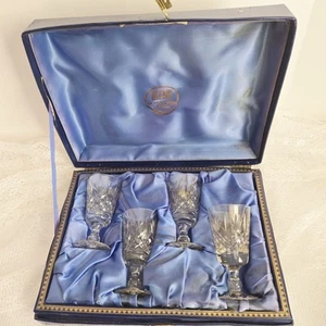 Vintage Thomas Webb Kristall Warwick Schliff Sherry Cordial Gläser-Boxed Set von vier - Bild 1 von 13