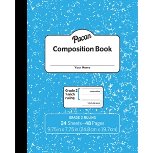 Composition Book, Grade 2, Blue Marble, 3/4" x 3/8" x 3/8" Ruled, 9-3/4" x 7-3/ - Picture 1 of 1