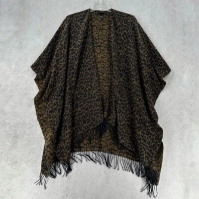 Poncho chal Maggie Barnes para mujer talla grande caftán leopardo marrón negro Foto 1 de 4