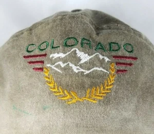 Colorado Split Bar Hat 7 Panel Leather Strapback Oakleaf Cap Distressed Worn - Picture 1 of 11