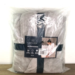 Hotelier Spa Luxury Bathrobe Adult Small Medium Grey Cotton Kohls New Sealed - Picture 1 of 13