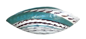 Grand bol à déclaration en verre turquoise 16,5" Murano Vetro Artistico Art, Italie - Photo 1/9