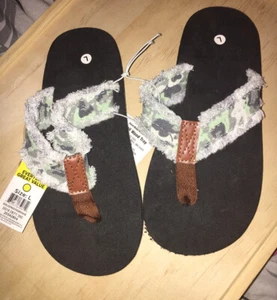 Jungen Camouflage Flip Flops Schuhe Große 2 - 3 Grün Camouflage ausgefranste Sandalen Sommer - Bild 1 von 5