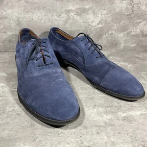 Bacco Bucci Blue Suede Lace Up Oxford Casual Shoes Men's Size 12 - Picture 1 of 14