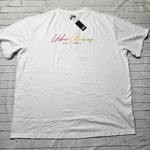 Urban Classics Men's Script Logo Tee T-Shirt Size XL White Cotton Crew Neck - Picture 1 of 8