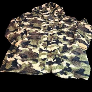 Faux Fur Camo jacket Hooded Coat 2XL Fasumava W cape Polyester & Spandex Blend - Picture 1 of 6