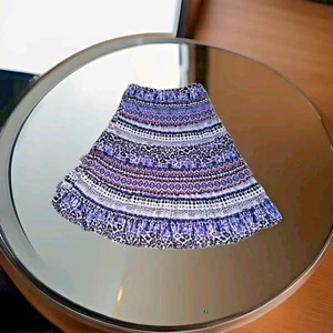 JM Collection Rock PL Lila Midi Länge Stufen Gummibund Salatsaum Nylon - Bild 1 von 11