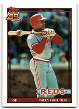 1991 Topps Baseball Card Billy Hatcher Cincinnati Reds #604