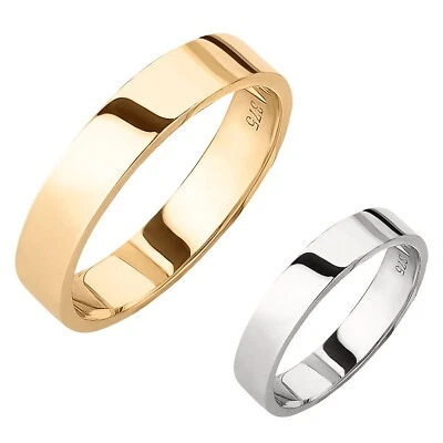 Herrenring Trauring 375 Gold 5mm Gelbgold Weißgold hochglanz Damen Herren Unisex - Bild 1 von 4
