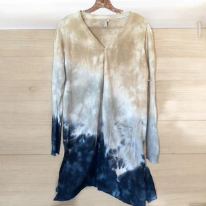 LOGO Lori Goldstein L Ombre Tie Dye Long Cardigan Baumwolle Pullover - Bild 1 von 7