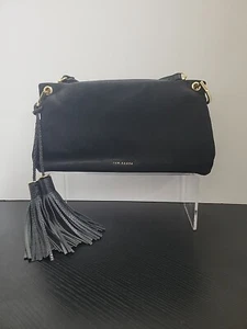 Ted Baker Demetra Branded Black Suede & Leather Crossbody Bag Purse *As Is* - Picture 1 of 22