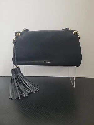 Bolso Bandolera Cartera Ted Baker Demetra Marca Negro Gamuza y Cuero *Como Está* Foto 1 de 4