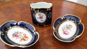 J. L. MENAU GERMAN COBALT BLUE PORCELAIN CIGARETTE SET - Bild 1 von 9