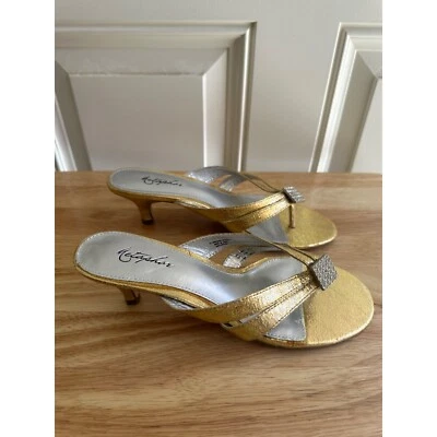 Женские босоножки Metaphor Nenita с золотыми ремешками на каблуке 2,29 дюйма размер 7 EUR 38,5 - Изображение 1 из 4