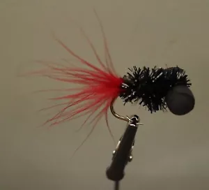 Piquero negro oruga de hielo DP talla #2 cola roja para mosca única - Imagen 1 de 5