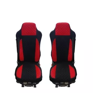 Truck Seat Covers designed to fit FOR MAN TGX TGA TGS TGA Velour RED Leather - Picture 1 of 1
