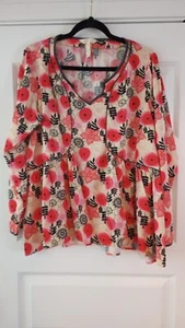 Top tunica Matilda Jane floreale rosa rosso volant peplo manica lunga donna XLarge - Foto 1 di 6