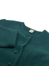 Lands End Womens Petite LS Button Front Wool Sweater/Cardigan Green Sz 12