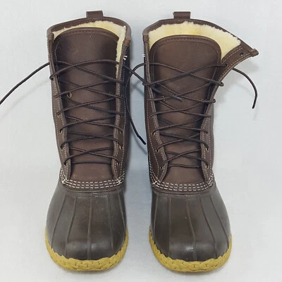 LL Bean Mens Boots Size 10 EE 10" Maine Hunting Shearling Lined Leather Lace Up - Image 1 of 4