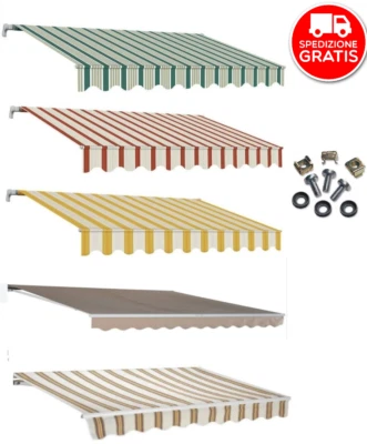 Tenda da sole barra quadra avvolgibile per esterno con rullo 300x200 cm a righe