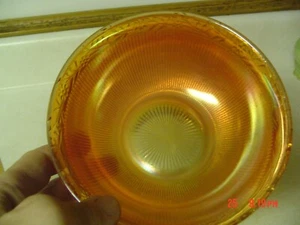 Vintage Orange Lustre Marigold Iridescent Carnival Glass Bowl Ribbed 6+" Round - Picture 1 of 4