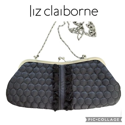 Bolso clutch Liz Claiborne 1996 vintage negro satinado Foto 1 de 4