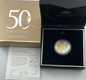 2016 50th Anniversary of Decimal Currency 999 Silver Gilded Round 50c RAM Coin - Picture 1 of 6