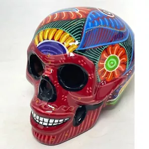 "Estatuilla Calavera de Azúcar Día de Muertos 3.5"" de Alto Cerámica Mexicana Talavera BRILLA ~ - Imagen 1 de 11