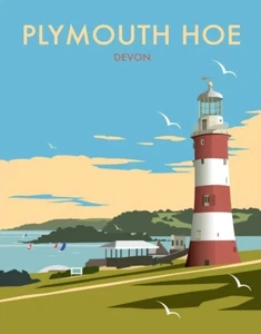 Plymouth Hoe Lighthouse By David Thompson steel fridge magnet - Picture 1 of 1