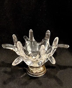 Rare Modernist Splash Art Glass w/ Silver Base Shabbat Candle Holder - Hallmarks - Bild 1 von 8