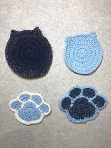 Kitty Cat Handmade Crochet Coasters Pretty And Cute - 4Pc Set, Brand New - Picture 1 of 2