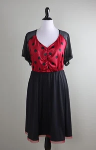 TORRID NWT $64 Ladybug Polka Dot Mesh Trim Shirred Mini Dress Size 4 US 4X - Picture 1 of 6