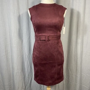 NWT Ann Taylor Belted Pleated Flare Dress Womens 10P Garnet/Red Preppy - Picture 1 of 10