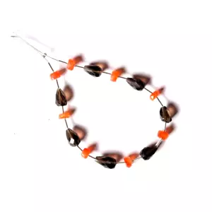 Trapano superiore sfaccettato quarzo fumé lunghezza 8-10 mm/rondelle carneliane 3-4 m pietra preziosa perline - Foto 1 di 3