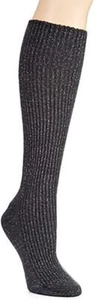 Hue 288289 Biker Metallic Ribbed Socks Cobblestone 9/11 - Picture 1 of 2