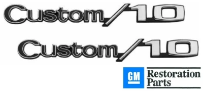 67-72 Chevy/GMC C10 Truck LH & RH Custom / 10 Fender Emblems Pair w/Fasteners 69 - Image 1 of 4