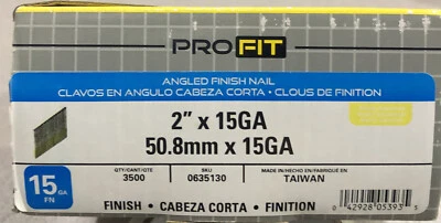 Pro Fit National Nail 2” x 15 Gauge Galvanized Angled Finish Nails 3500 Box - Image 1 of 2