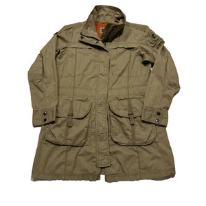 VTG Eddie Bauer Women Jacket Coat SZ Large Military Tan Utility Barn Chore Field - Picture 1 of 23