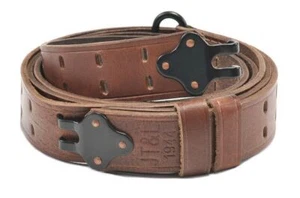M1907 LEATHER RIFLE SLING Dated 1944 M1 GARAND SPRINGFIELD Drum Dyed Leather - Picture 1 of 8