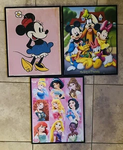 Disney 16” x 20” framed posters. Lot Of 3 Princesses, Mickey And Friends, Minnie - Picture 1 of 8